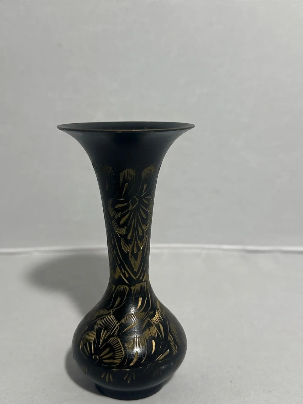 Black and Gold Floral Accent Vase